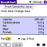 CalorieKing Handheld Diet Diary Screen Shots