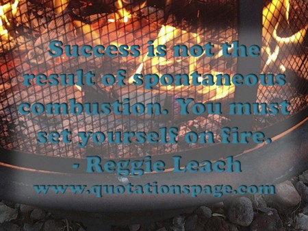 Success is not the result of spontaneous combustion. You must set yourself on fire. Reggie Leach from The Quotations Page