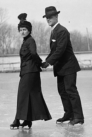 R.P. Hobson & wife on ice skates by The Library of Congress from Flickr