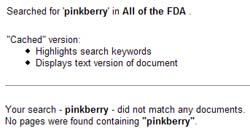 Pinkberry search on FDA website