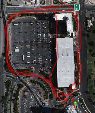 Map of 1.71 mile run around LV Hilton.
