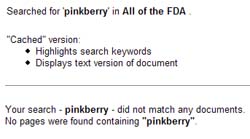 Pinkberry search on FDA website